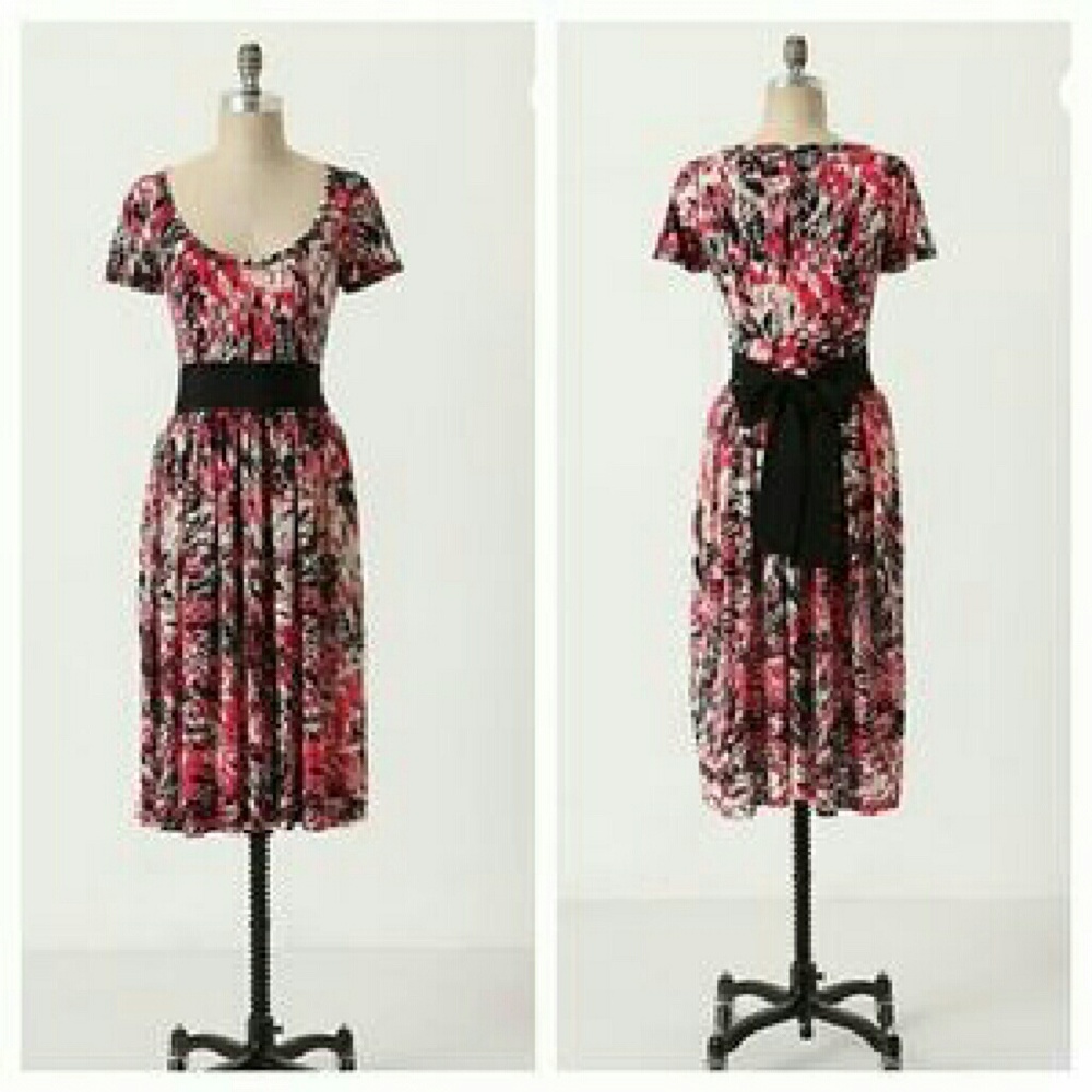 - Anthropologie Sparrow Midnight Safari Dress Pink Black sweater knit Vale…